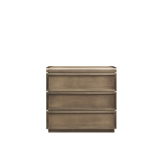 Orione est une table de chevet en bois avec tiroirs. Ce meuble figure dans le catalogue Promemoria | Promemoria