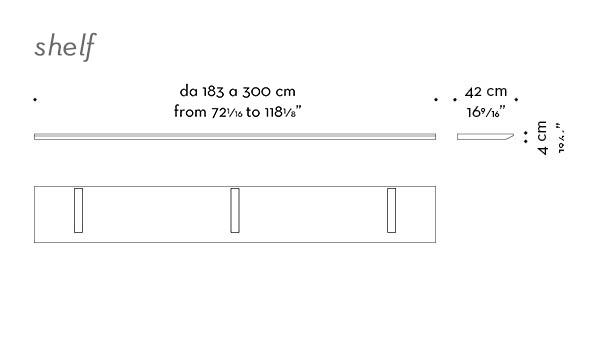 Dimensions of Cora, a wooden modular bookcase with bronze details, from Promemoria's Indigo Tales collection | Promemoria