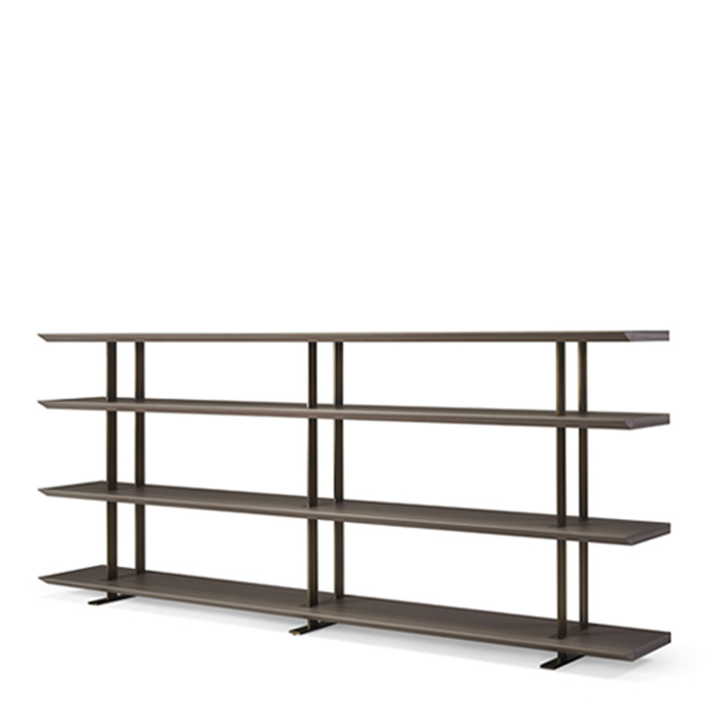 Cora is a wooden modular bookcase with bronze details, from Promemoria's Indigo Tales collection | Promemoria