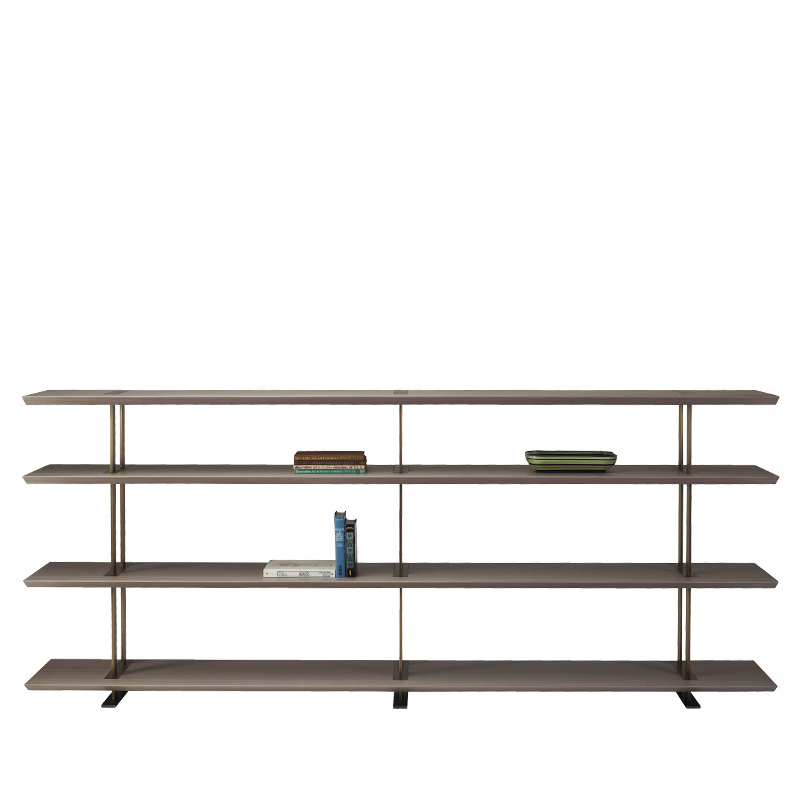 Cora is a wooden modular bookcase with bronze details, from Promemoria's Indigo Tales collection | Promemoria