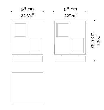Dimensions of Meryl, a revolving wooden bookcase with bronze compartments from the Promemoria's catalogue | Promemoria
