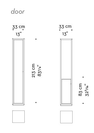 Dimensions of Nightwood, a wooden modular bookcase with bronze details, from Promemoria's Night Tales collection | Promemoria