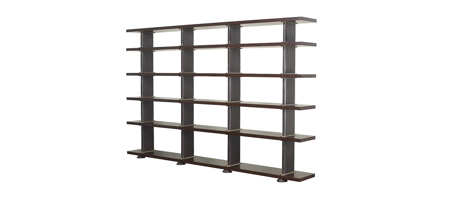 /mediaPeggy%20is%20a%20modular%20wooden%20bookcase%20with%20leather%20covered%20supports%20and%20bronze%20details,%20from%20Promemoria's%20catalogue%20|%20Promemoria