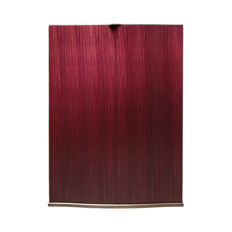 Alchemico Lui e Lei are two wooden cabinets with bronze details and several internal accessories, from Promemoria's collection Amaranthine Tales | Promemoria