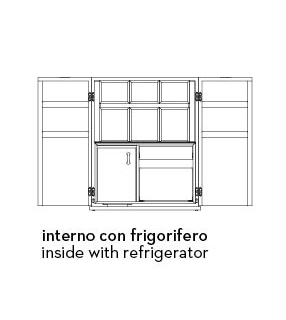 Dimensioni di Bacco, mobile-bar in legno con un interno accessoriato e base, profili e maniglie in bronzo, del catalogo di Promemoria | Promemoria