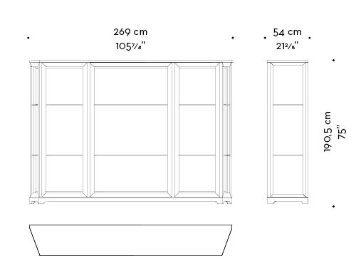 Dimensions of Nefertiti, a wooden cabinet with glass and bronze details from Promemoria's Night Tales collection | Promemoria