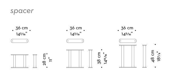 Dimensions of Peggy, a modular wooden bookcase with leather covered supports and bronze details, from Promemoria's catalogue | Promemoria