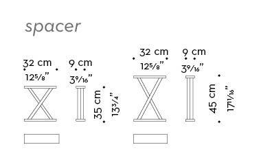 Dimensioni di X Libreria, una libreria modulare in legno con supporti in bronzo a forma di X, del catalogo di Promemoria | Promemoria