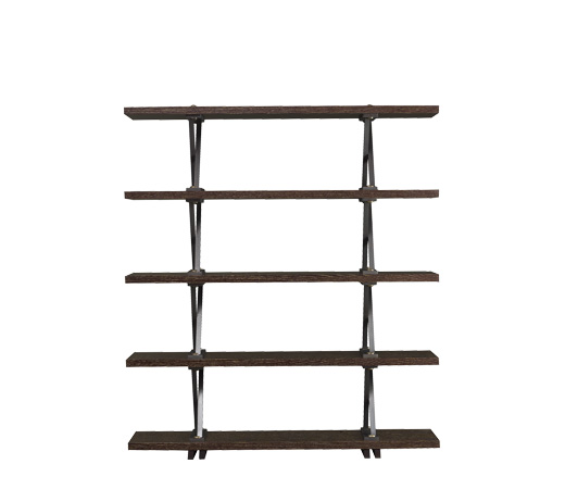 X Libreria is a wooden modular bookcase with bronze supports shaped like and X, from Promemoria's catalogue | Promemoria