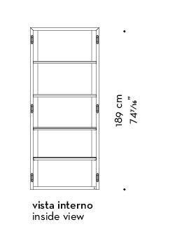 Dimensioni di Amarcord, mobile contenitore componibile con ante e maniglie incassate o in bronzo, del catalogo di Promemoria | Promemoria