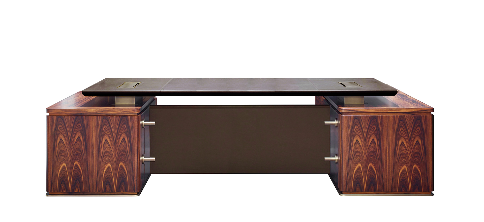 Au Bout de la Nuit is a wooden writing desk with base and details in bronze from the Promemoria's catalogue, that has been designed by Davide Sozzi in 2016 | Promemoria