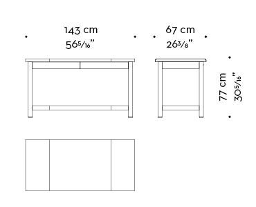Dimensions of Ernest, a refined writing desk with wooden structure and covered in leather from the Promemoria's catalogue | Promemoria