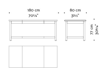 Dimensions of Ernest, a refined writing desk with wooden structure and covered in leather from the Promemoria's catalogue | Promemoria