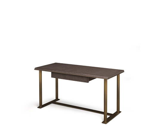 Galadriel is an essential writing desk with bronze structure and wooden tops and drawers from the Promemoria's catalogue | Promemoria
