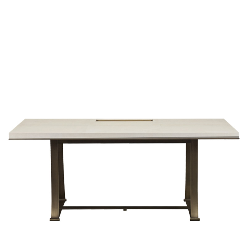 Victor is a table with bronze structure and a writing desk in bronze and morado wood from the Promemoria's catalogue | Promemoria