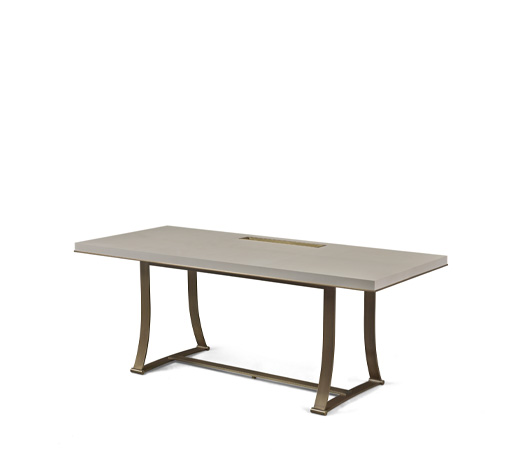 Victor is a table with bronze structure and a writing desk in bronze and morado wood from the Promemoria's catalogue | Promemoria