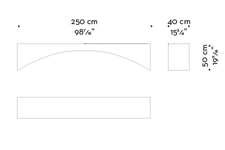 Dimensioni di Kumo, panca minimalista in legno, della Capsule Collection Bruno Moinard di Promemoria | Promemroia