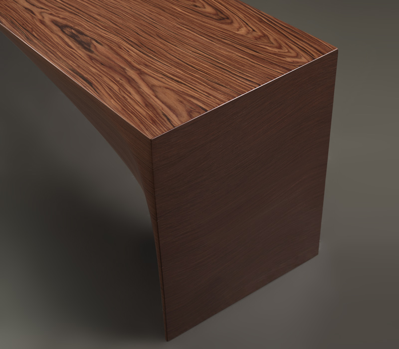 Dettaglio di Kumo, panca minimalista in legno, della Capsule Collection Bruno Moinard di Promemoria | Promemroia