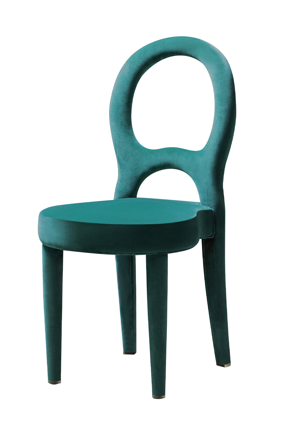 Bilou Bilou is a dining chair covered in velvet and linen or nappa leather available in different colors and in the versions standard, large and kids. Bilou Bilou is the most iconic dining chair from Promemoria's catalogue | Promemoria