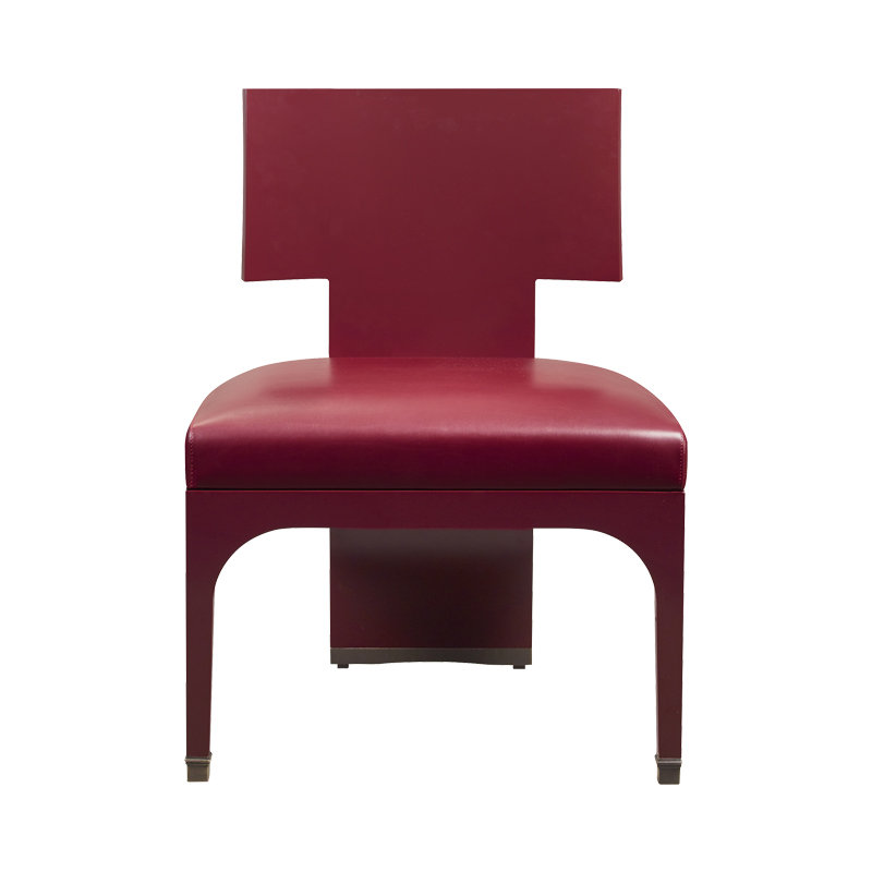 Bramham is a semi-gloss dining chair with leather seat and bronze feet, from Promemoria's The London Collection | Promemoria