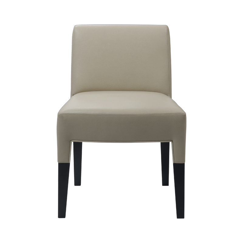 Brigitta Short is a wooden dining chair covered in fabric or leather, with a handle on the backrest, from Promemoria's catalogue | Promemoria