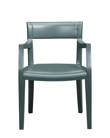 Eloise è una sedia da pranzo in legno con seduta in pelle, disponibile con o senza braccioli del catalogo di Promemoria | Promemoria