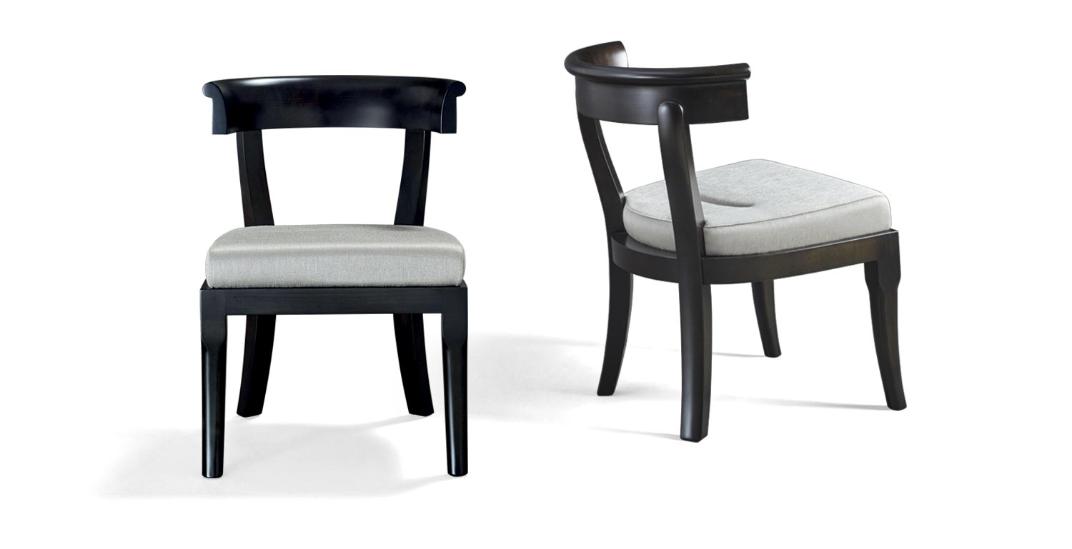 /mediaIrene木质餐椅采用半圆形椅背设计，请参见Promemoria产品目录|Promemoria