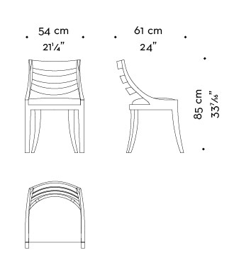Dimensioni di Judith, sedia da pranzo in legno con un dettaglio in bronzo sul bracciolo, del catalogo di Promemoria | Promemoria