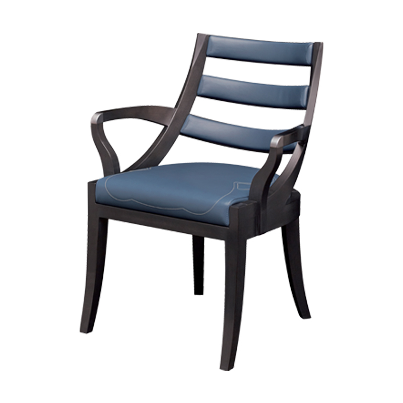Judith is a wooden dining chair with a bronze detail on the armrest, from Promemoria's catalogue | Promemoria