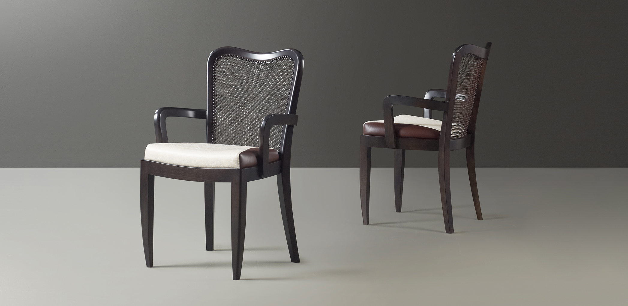 Panama is a wooden chair with leather rope back that can be customized, from Promemoria's catalogue | Promemoria