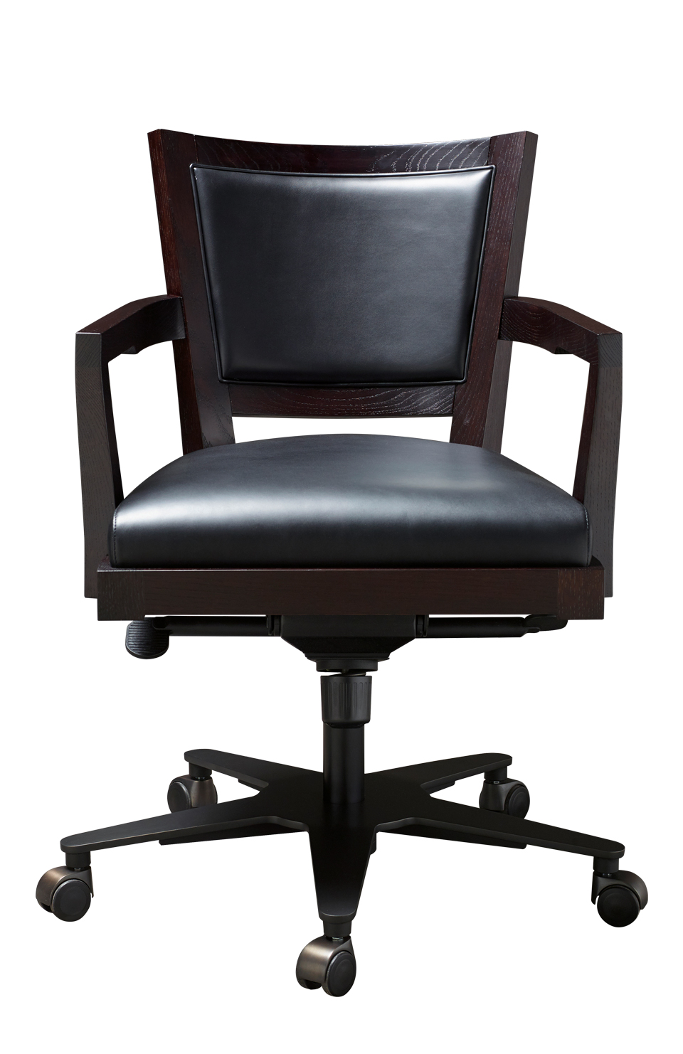 Caffè è una sedia da ufficio in legno con lo schienale in paglia e seduta in tessuto o pelle, del catalogo di Promemoria | Promemoria