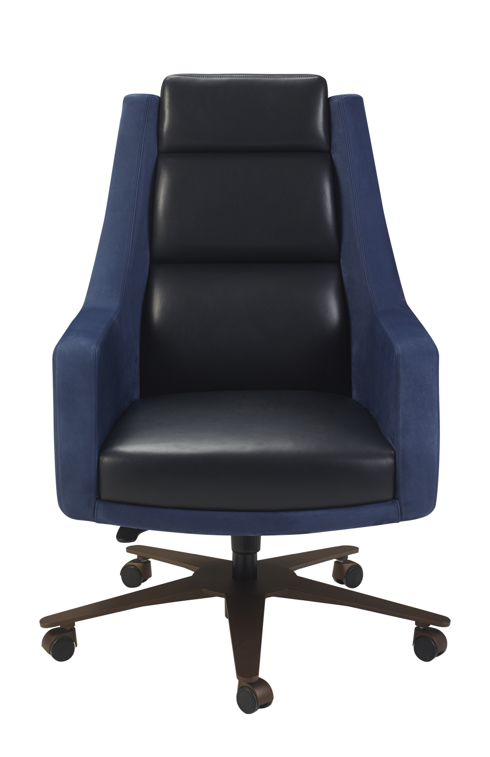 Kate — офисное кресло с металлическим основанием и обивкой из кожи и ткани из коллекции Amaranthine Tales компании Promemoria | Promemoria