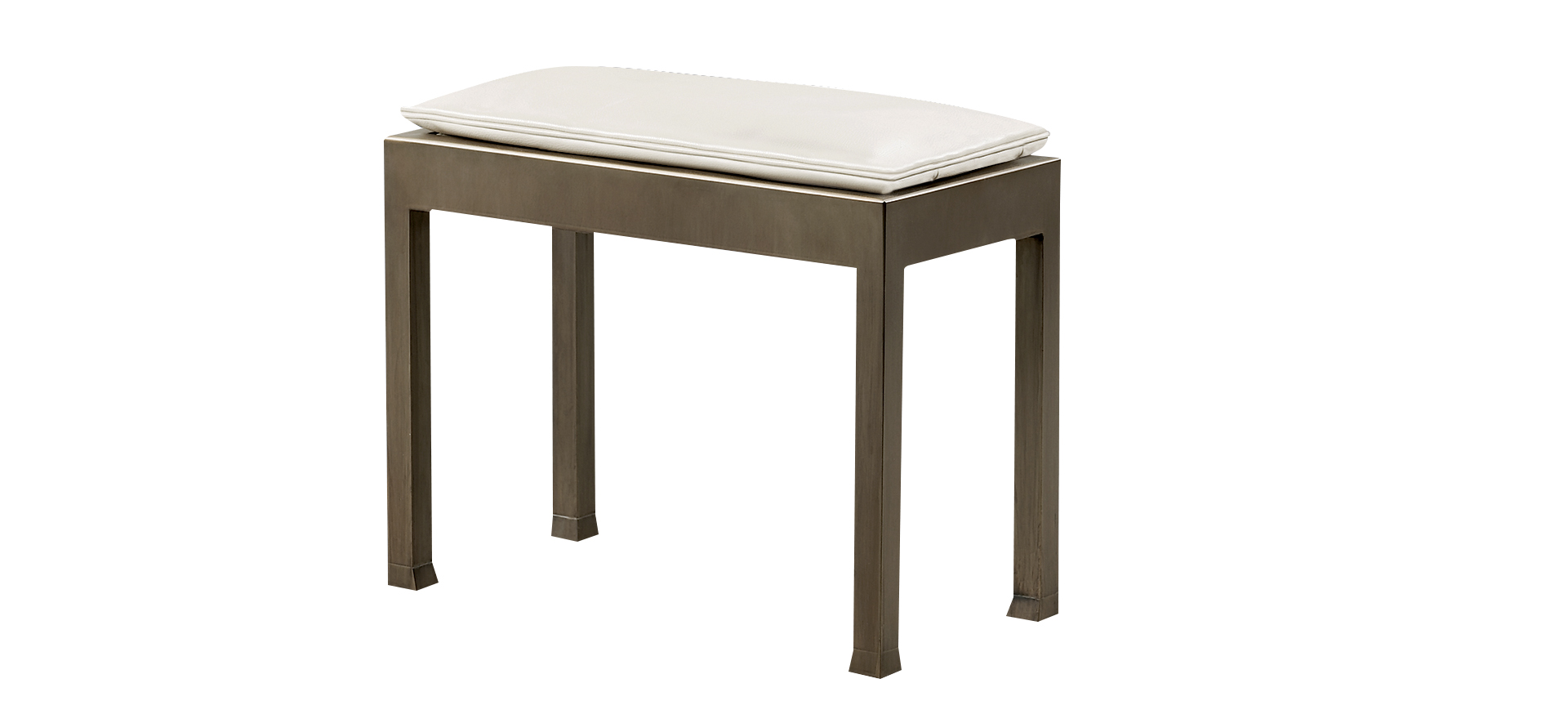Gong is a bronze stool with a leather cushion, from Promemoria's catalogue | Promemoria