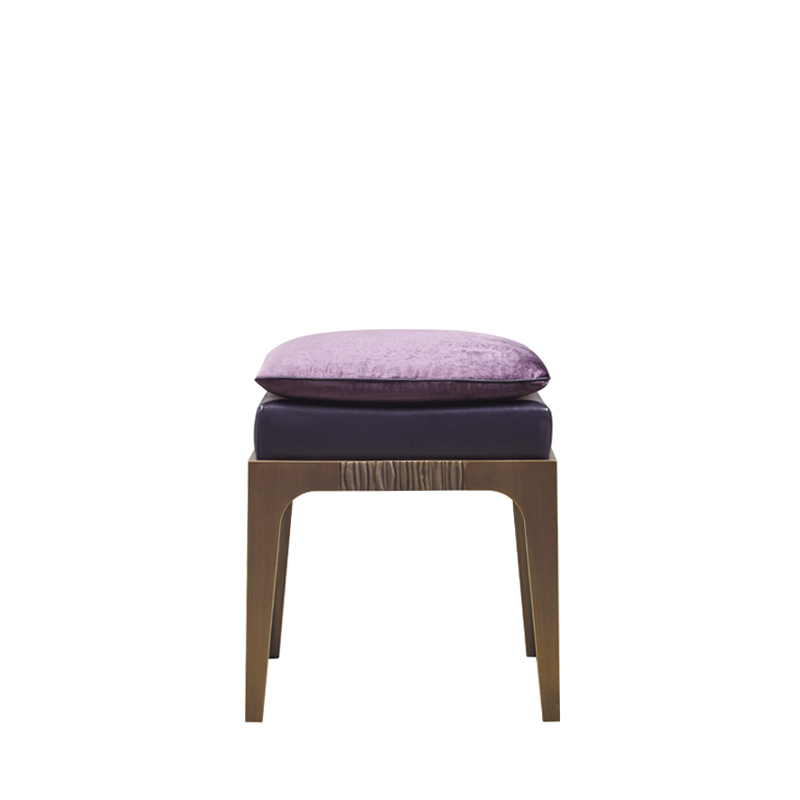 Montagu is a bronze stool with leather seat and fabric cushion, from Promemoria's The London Collection | Promemoria