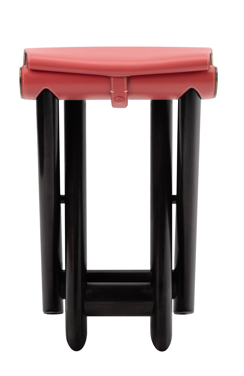 Petit Nyx and Grand Nyx are two folding wooden stools with bronze details and leather seat, from Promemoria's Night Tales collection | Promemoria