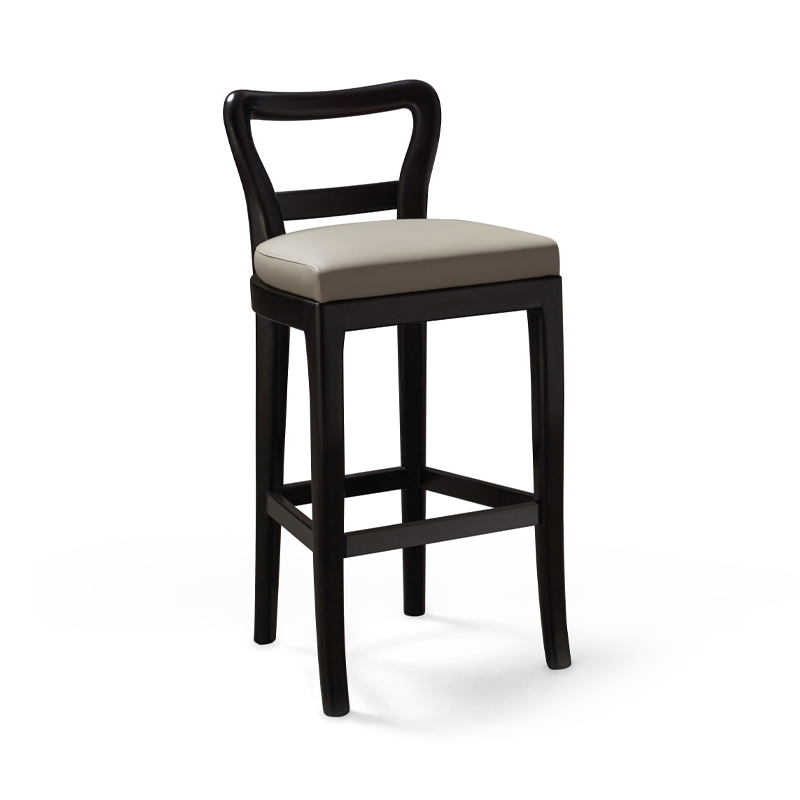 Sofia is a wooden stool with seat covered in fabric or leather, from Promemoria's catalogue | Promemoria