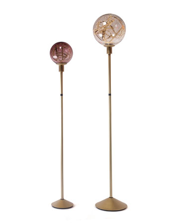 Higgs is a floor and reading LED lamp with metal structure and Murano glass diffuser available in several colors, designed by Castiglioni from Promemoria's catalogue | Promemoria