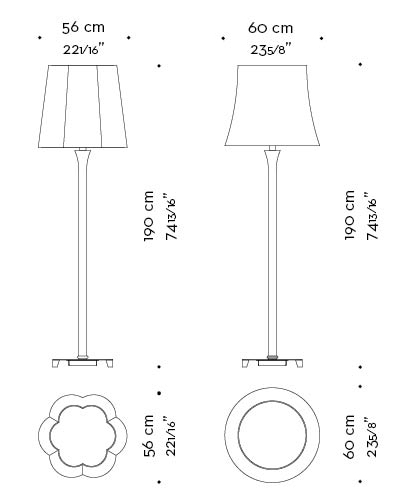 Dimensioni di Dafne, lampada da terra a LED con struttura in bronzo e paralume in lino, cotone o seta bordata a mano, del catalogo di Promemoria | Promemoria