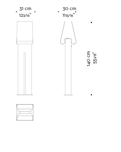 Dimensioni di Dodoma, lampada da terra con struttura in legno, paralume esterno in bronzo e interno in ottone e vetro di Murano, della Capsule Collection di Bruno Moinard di Promemoria | Promemoria