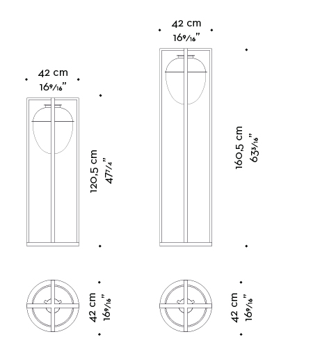 Dimensioni di Jorinda, lampada da terra a LED con struttura in bronzo e paralume in alabastro, del catalogo di Promemoria | Promemoria