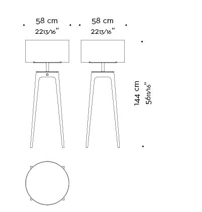 Dimensioni di Warwick, lampada da terra a LED in bronzo con paralume in seta con bordo fatto a mano, della collezione The London Collection di Promemoria | Promemoria