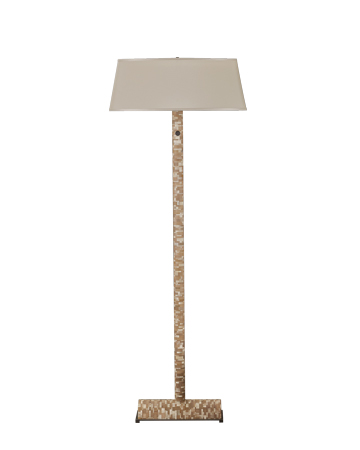 Zebù is a reading LED lamp in horn with touch ignition, bronze details and linen, cotton or silk with handmade edges lampshade, from Promemoria's catalogue | Promemoria