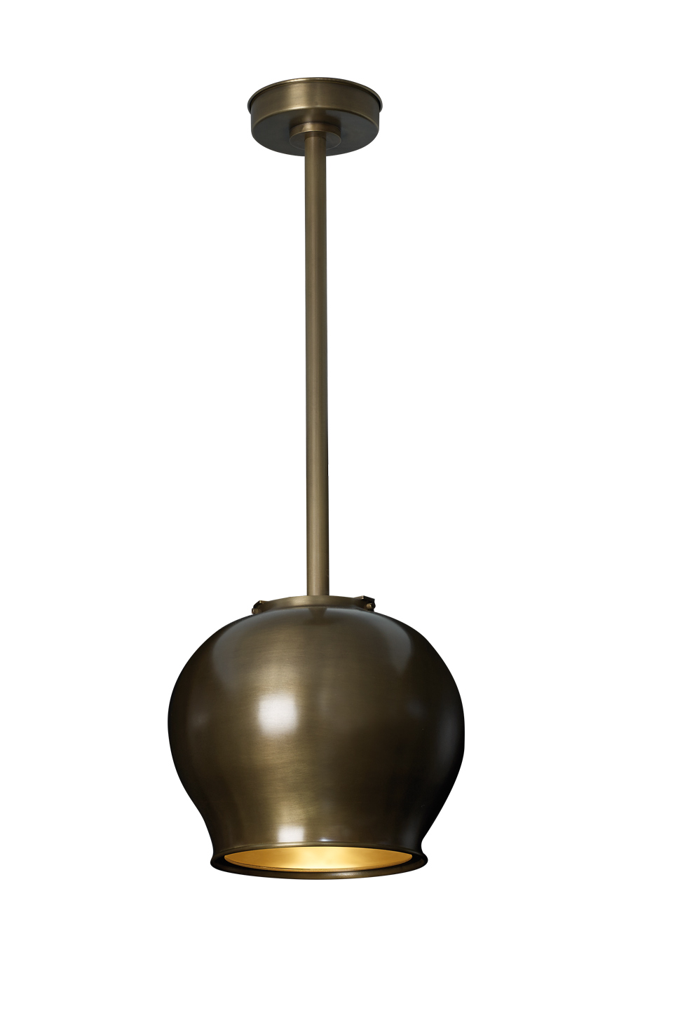 Anfora è una lampada a sospensione a LED in bronzo con diffusore in metacrilato, del catalogo di Promemoria