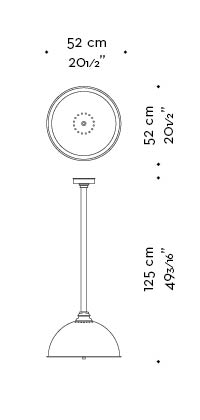 Dimensioni di Charlotte, lampada a sospensione a LED in bronzo con diffusore in metacrilato, del catalogo di Promemoria | Promemoria