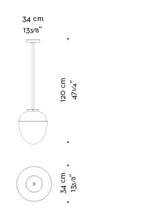 Dimensioni di Jorinda, lampada a sospensione in bronzo a LED con paralume in alabastro, del catalogo di Promemoria | Promemoria
