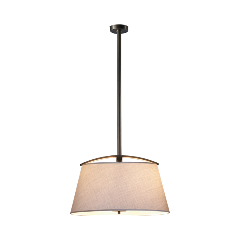 Pia is a bronze hanging LED lamp with a hand-embroidered lampshade, from Promemoria's catalogue | Promemoria