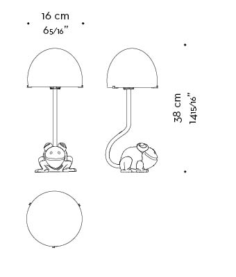 Dimensioni di Grenouille, lampada da tavolo e comodino a LED con paralume in vetro di Murano, del catalogo di Promemoria | Promemoria
