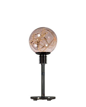 Higgs is a table LED lamp in metal with Murano glass diffuser availble in several colors, designed by Castglioni from Promemoria's catalogue | Promemoria