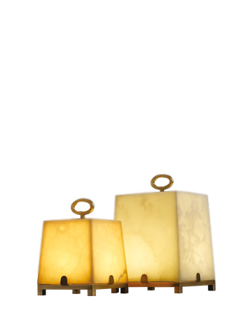 Karina è una lampada da tavolo a LED in bronzo o onice, del catalogo di Promemoria | Promemoria