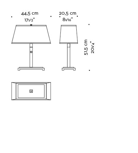 Dimensioni di Warry Bronzo, lampada da tavolo a LED con struttura in bronzo e paralume in lino, cotone o seta bordata a mano, del catalogo di Promemoria | Promemoria